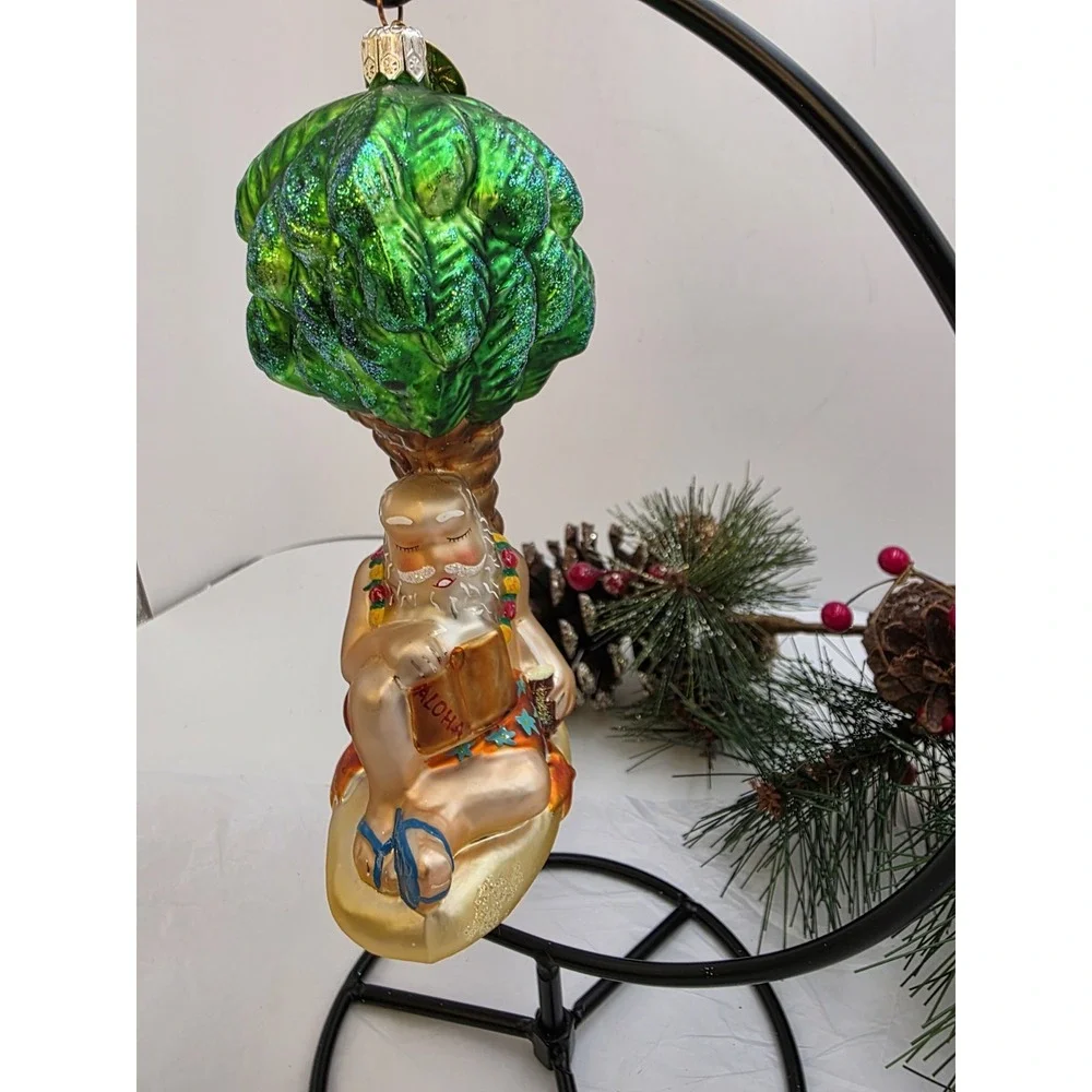 Christopher Radko Holiday Dreamin Santa Palm Tree Christmas Ornament 6